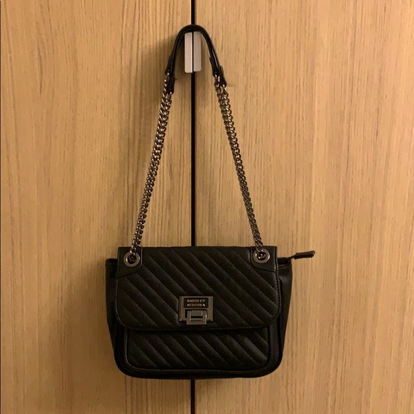 Badgley Mischka Handbags - Quilted Black Badgley Mischka Silver Chain…